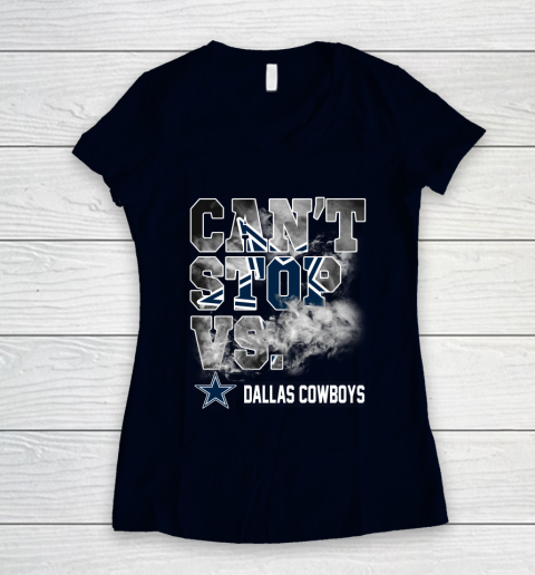 NFL Dallas Cowboys Can't Stop Vs Women's V-Neck T-Shirt 2