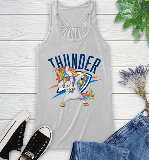 Oklahoma City Thunder NBA Basketball Funny Unicorn Dabbing Sports Racerback Tank