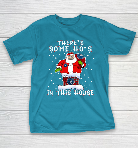 Minnesota Timberwolves Christmas There Is Some Hos In This House Santa Stuck In The Chimney NBA T-Shirt 7