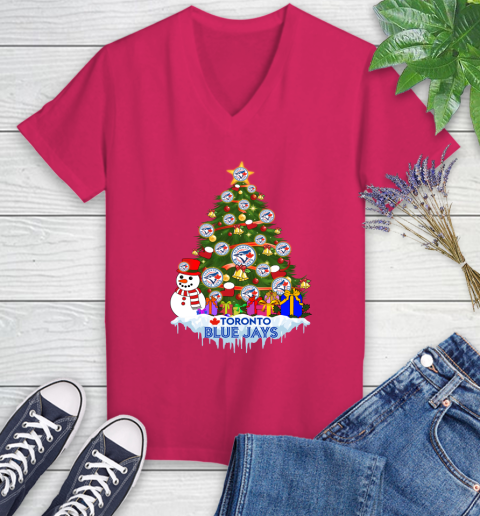 Toronto Blue Jays Merry Christmas MLB Baseball Sports Women's V-Neck T-Shirt 9