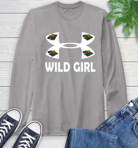 NHL Minnesota Wild Girl Under Armour Hockey Sports Long Sleeve T-Shirt 6