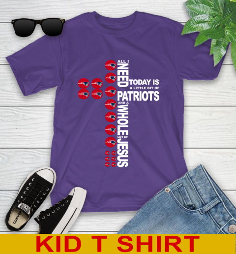 NFL All I Need Today Is A Little Bit Of New England Patriots Cross Shirt Youth T-Shirt 3