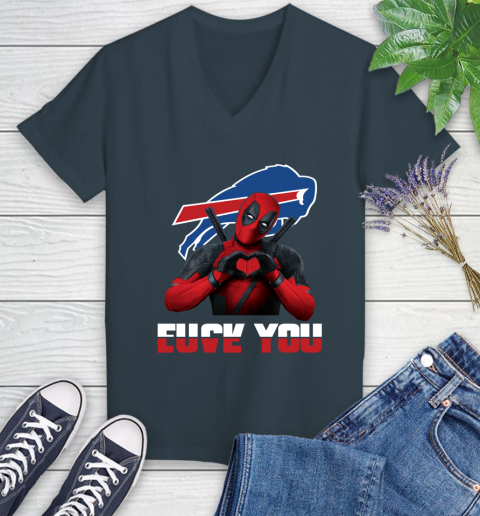 NHL Buffalo Bills Deadpool Love You Fuck You Football Sports Women's V-Neck T-Shirt 8