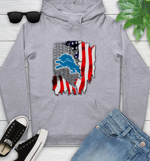 Detroit Lions NFL Football American Flag Youth Hoodie 6