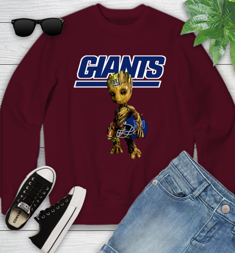 New York Giants NFL Football Groot Marvel Guardians Of The Galaxy Youth Sweatshirt 5