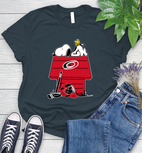 Carolina Hurricanes NHL Hockey Snoopy Woodstock The Peanuts Movie Women's T-Shirt 8