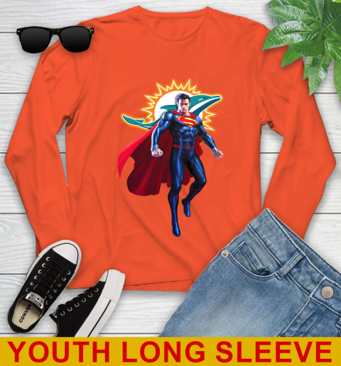 NFL Superman DC Sports Football Miami Dolphins Youth Long Sleeve 4