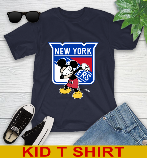 New York Rangers NHL Hockey Dabbing Mickey Disney Sports Youth T-Shirt 3