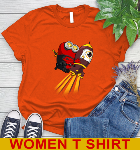 NFL Football Washington Redskins Deadpool Minion Marvel Shirt Women's T-Shirt 3