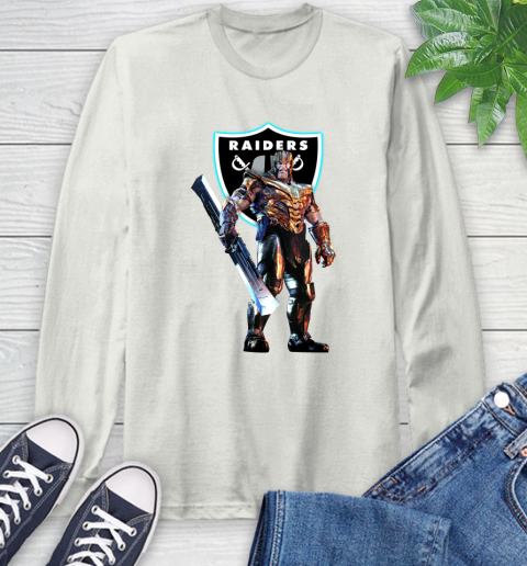 NFL Thanos Gauntlet Avengers Endgame Football Oakland Raiders Long Sleeve T-Shirt 12