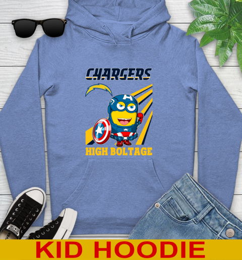 NFL Football Los Angeles Chargers Captain America Marvel Avengers Minion Shirt Youth Hoodie 12