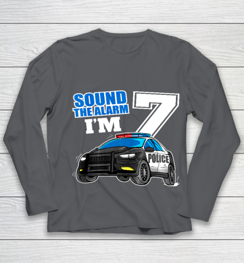 Kids Police Car 7th Birthday Shirt Boy 7 Cop Policeman Officer 7 Year Old Youth Long Sleeve 6