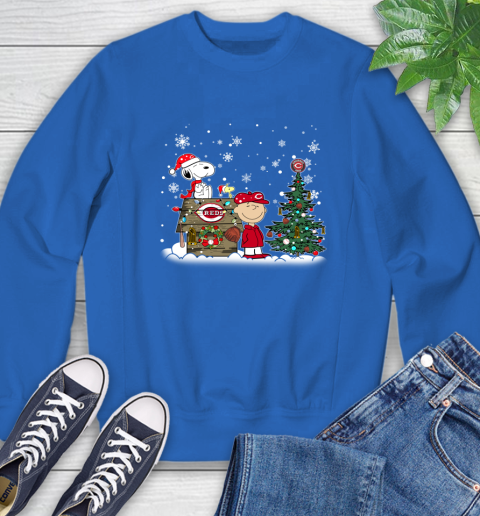 MLB Cincinnati Reds Snoopy Charlie Brown Christmas Baseball Commissioner's Trophy Sweatshirt 9