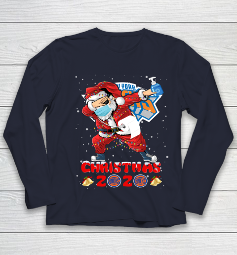 New York Knicks Funny Santa Claus Dabbing Christmas 2020 NBA Youth Long Sleeve 2