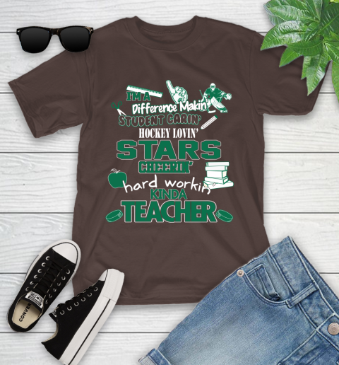 Dallas Stars NHL I'm A Difference Making Student Caring Hockey Loving Kinda Teacher Youth T-Shirt 7