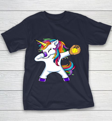Dabbing Unicorn Softball T Shirt Funny Dab Gift Youth T-Shirt 3