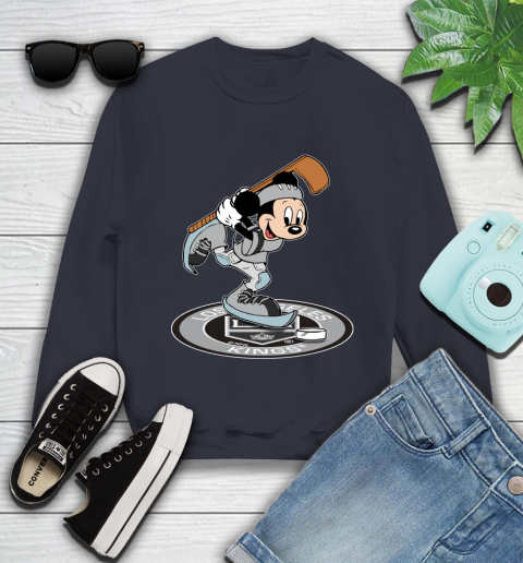 NHL Hockey Los Angeles Kings Cheerful Mickey Disney Shirt Youth Sweatshirt 3