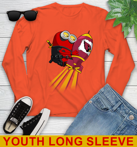 NFL Football Arizona Cardinals Deadpool Minion Marvel Shirt Youth Long Sleeve 3