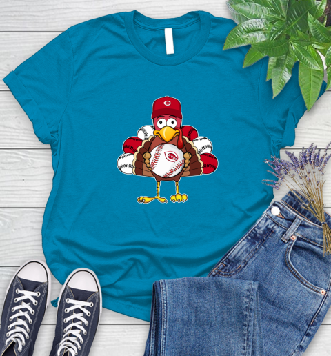 Cincinnati Reds Turkey thanksgiving Women's T-Shirt 7