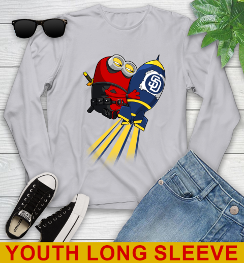 MLB Baseball San Diego Padres Deadpool Minion Marvel Shirt Youth Long Sleeve 5