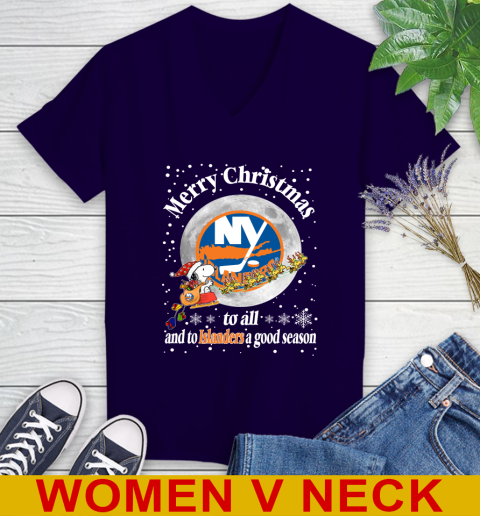 New York Islanders Merry Christmas To All And To Islanders A Good Season NHL Hockey Sports Women's V-Neck T-Shirt 3