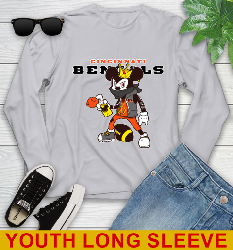 Cincinnati Bengals NFL Football Mickey Peace Sign Sports Youth Long Sleeve 6
