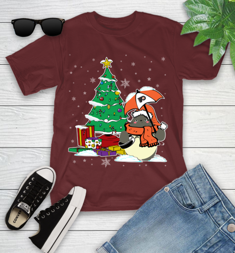 Philadelphia Flyers NHL Hockey Cute Tonari No Totoro Christmas Sports Youth T-Shirt 14