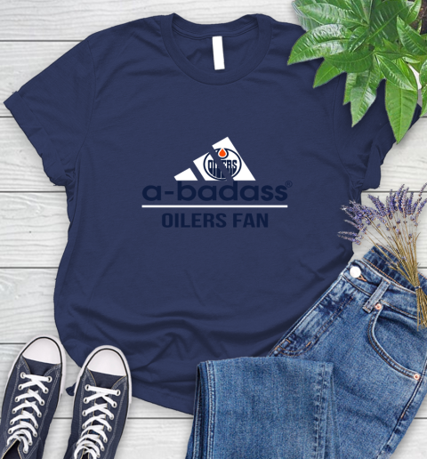 NHL A Badass Edmonton Oilers Fan Adidas Hockey Sports Women's T-Shirt 14