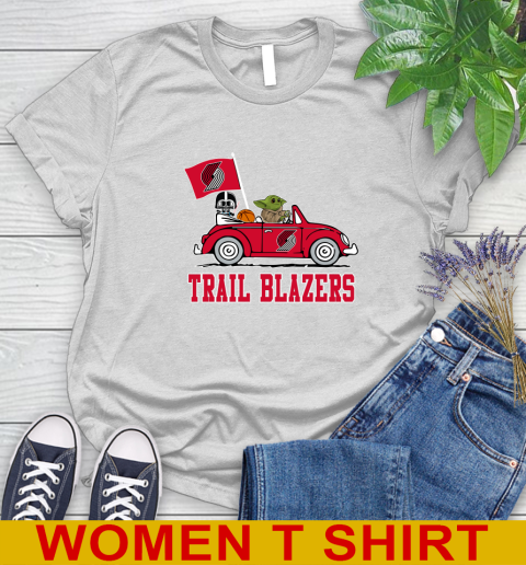 NBA Basketball Portland Trail Blazers Darth Vader Baby Yoda Driving Star Wars Shirt Women's T-Shirt