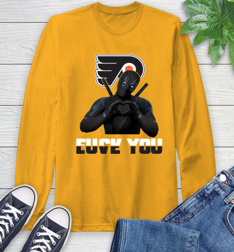 NHL Philadelphia Flyers Deadpool Love You Fuck You Hockey Sports Long Sleeve T-Shirt 2