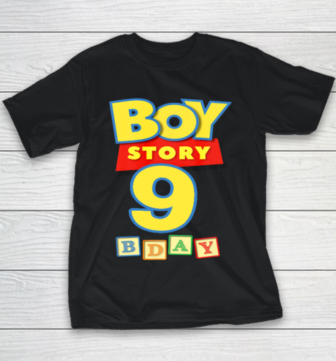 Toy Blocks Boy Story 9 Year Old Birthday Youth T-Shirt