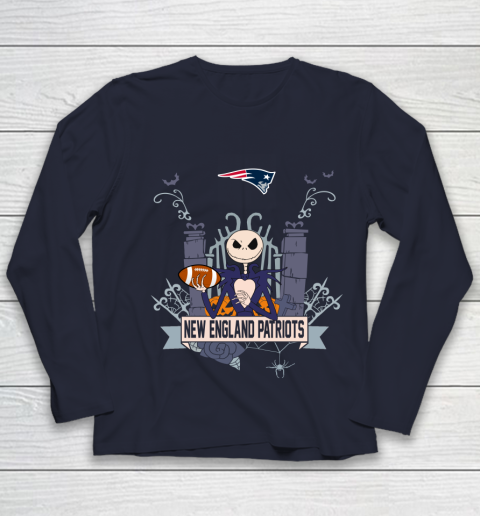 NFL New England Patriots Football Jack Skellington Halloween Youth Long Sleeve 2