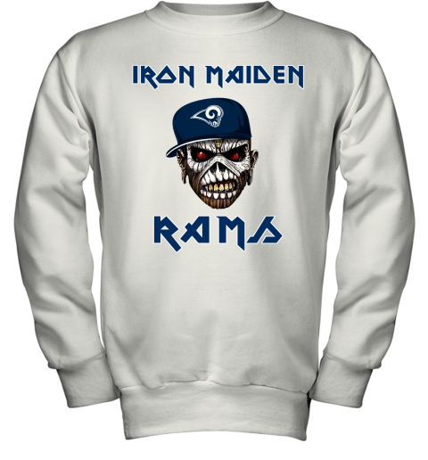 NFL Los Angeles Rams Iron Maiden Rock Band Music Football Sports UEPnpBsBWlE youth sweatshirt 47 95 151514 front white