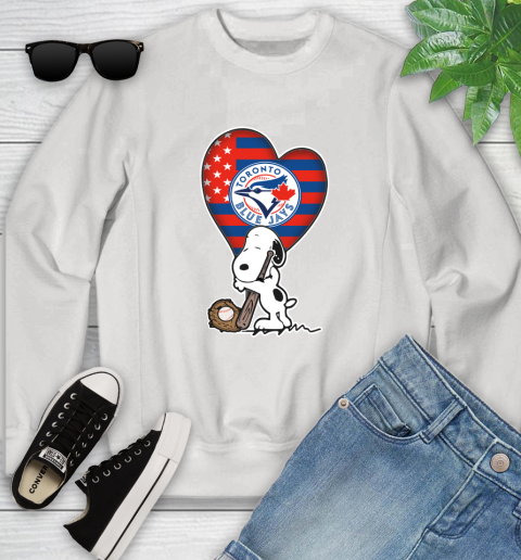 Toronto Blue Jays MLB Baseball The Peanuts Movie Adorable Snoopy Youth Sweatshirt