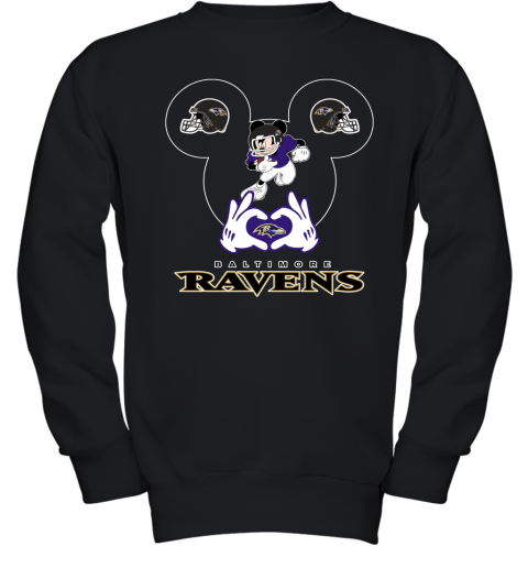 I Love The Ravens Mickey Mouse Baltimore Ravens Youth Sweatshirt