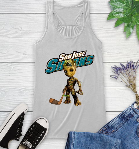 San Jose Sharks NHL Hockey Groot Marvel Guardians Of The Galaxy Racerback Tank