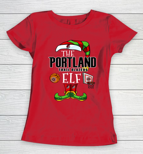 Portland Trail Blazers Christmas ELF Funny NBA Women's T-Shirt 9