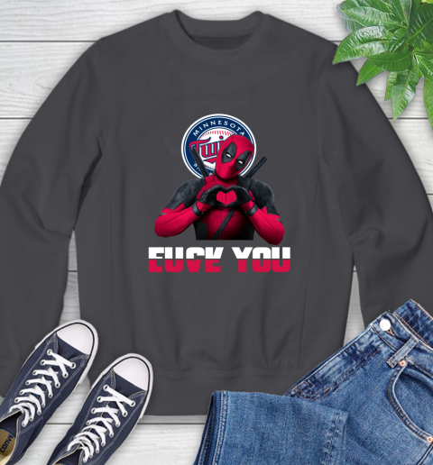 MLB Minnesota Twins Deadpool Love You Fuck You Baseball Sports Sweatshirt 6