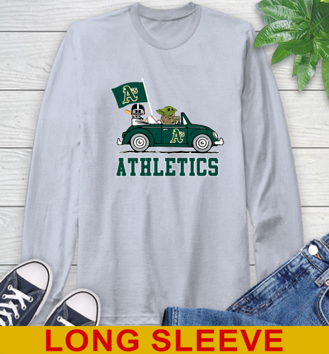 MLB Baseball Oakland Athletics Darth Vader Baby Yoda Driving Star Wars Shirt Long Sleeve T-Shirt 6