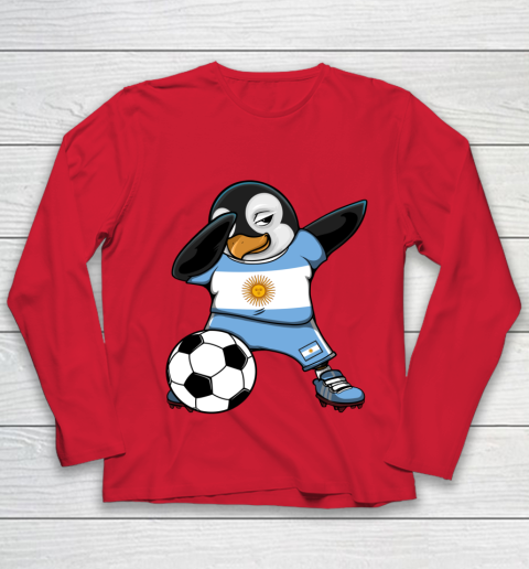 Dabbing Penguin Argentina Soccer Fans Jersey Football Lovers Youth Long Sleeve 7