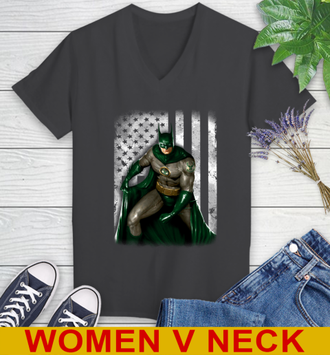 Milwaukee Bucks NBA Basketball Batman DC American Flag Shirt Women's V-Neck T-Shirt 8