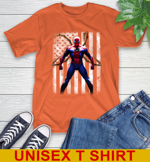 NFL Football Carolina Panthers Spider Man Avengers Marvel American Flag Shirt T-Shirt 4