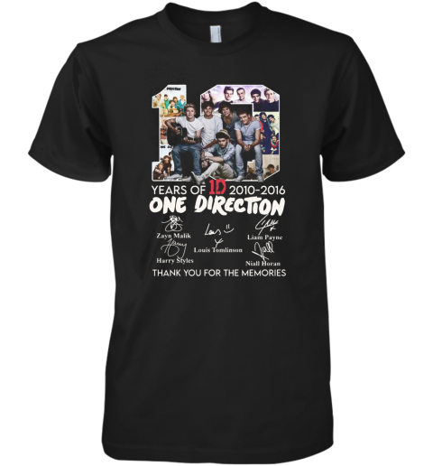10 Years Of 1D 2010 2016 One Direction Thank You For The Memories Signatures Premium Men's T-Shirt