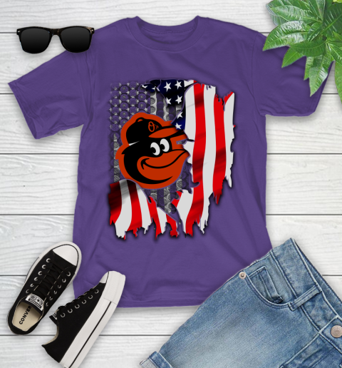 Baltimore Orioles MLB Baseball American Flag Youth T-Shirt 3