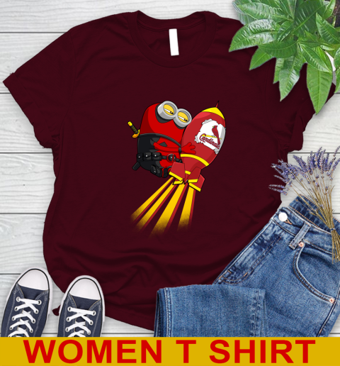 MLB Baseball St.Louis Cardinals Deadpool Minion Marvel Shirt Women's T-Shirt 6