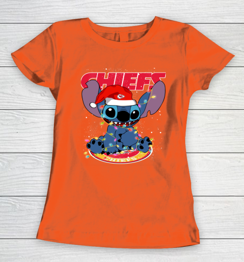 Kansas City Chiefs NFL Football noel stitch Christmas Women's T-Shirt 2