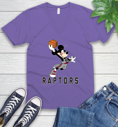 NBA Basketball Toronto Raptors Cheerful Mickey Mouse Shirt V-Neck T-Shirt 9