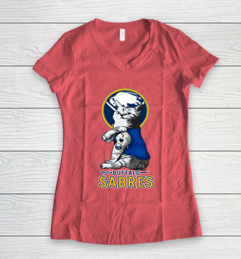 NHL My Cat Loves Buffalo Sabres Hockey Women's V-Neck T-Shirt 4