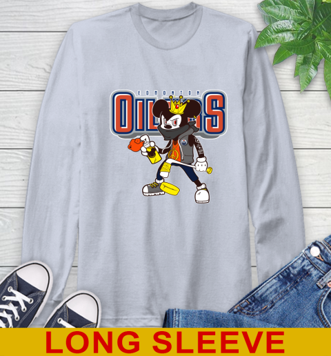 Edmonton Oilers NHL Hockey Mickey Peace Sign Sports Long Sleeve T-Shirt 6