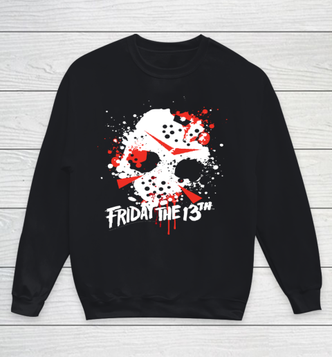 Friday The 13th Jason Blood Splatter Mask Halloween Youth Sweatshirt
